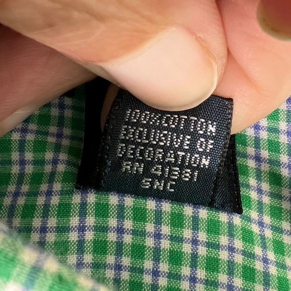 Ralph Lauren Classic Fit Plaid Long Sleeve Button Down Shirt Green Blue Sz 18 - Picture 8 of 10